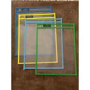 Dry Erase Pockets (Set of 7)– Mixed Colors – Used – Reusable Classroom Sleeves